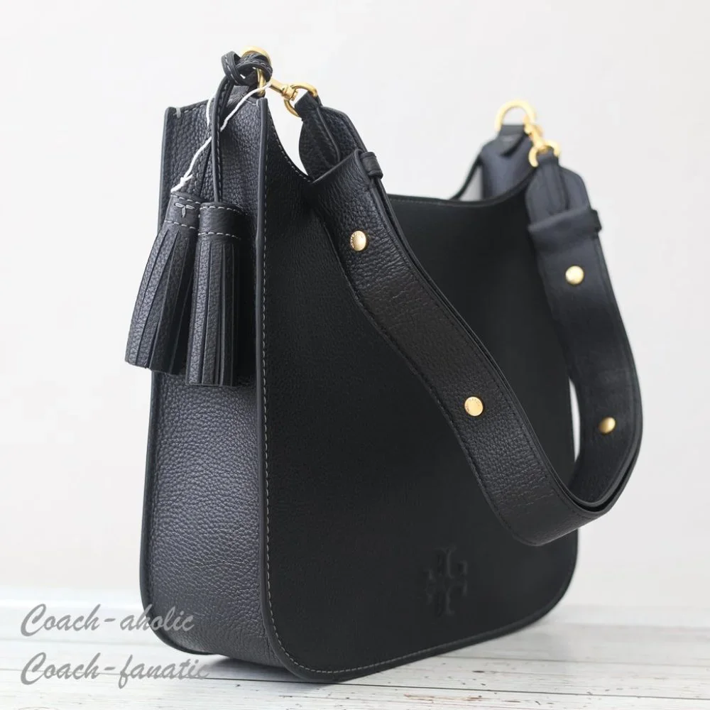 NWT Tory Burch Thea Web Large Shoulder Bag Leather Crossbody in Black - Picture 5 of 13